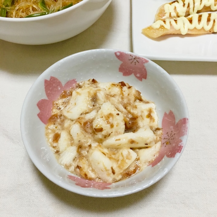 ポリ袋で！叩き長芋のはちみつ梅鰹節めんつゆ和え♡